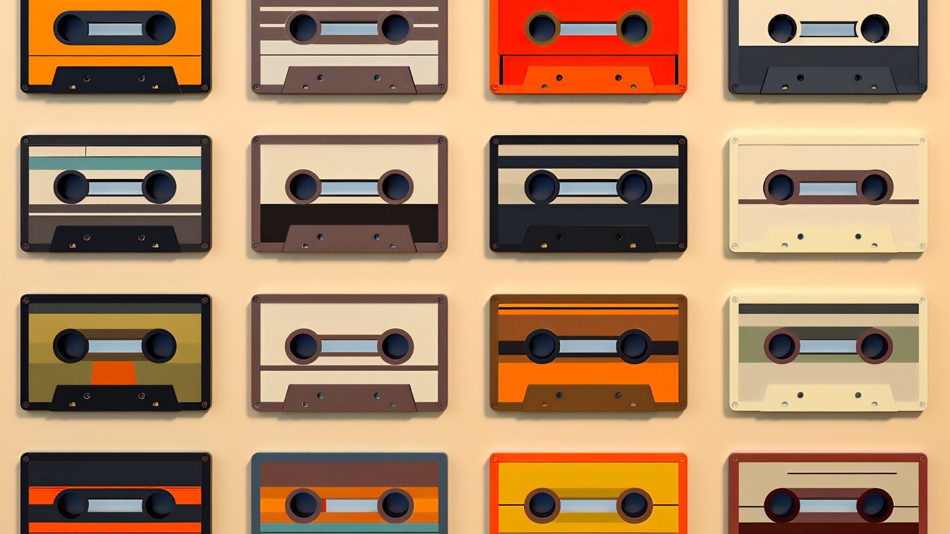a simple illustration of a vintage audio cassette tapes arranged symmetrically. 