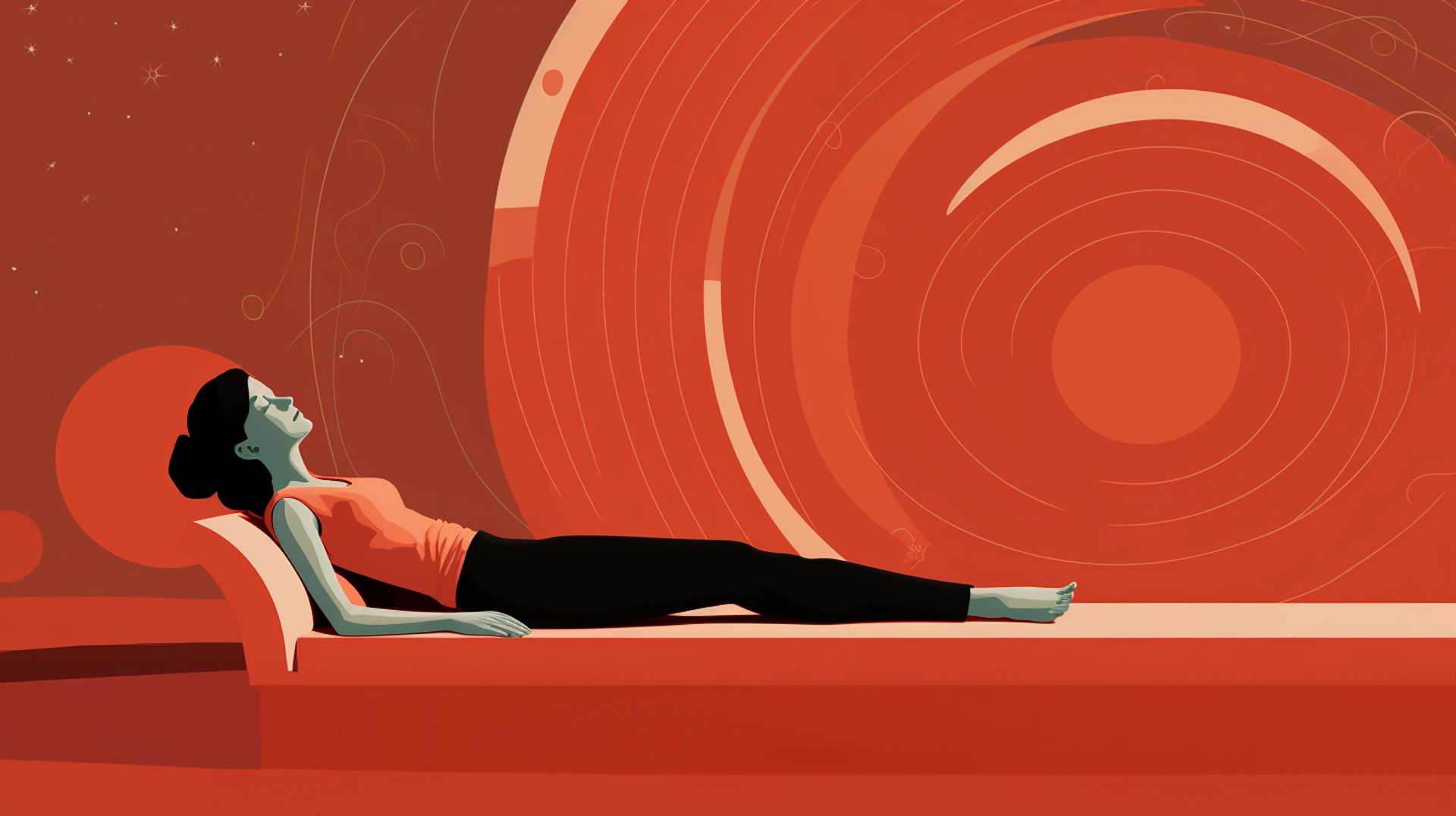 a woman lying down relaxing and meditation